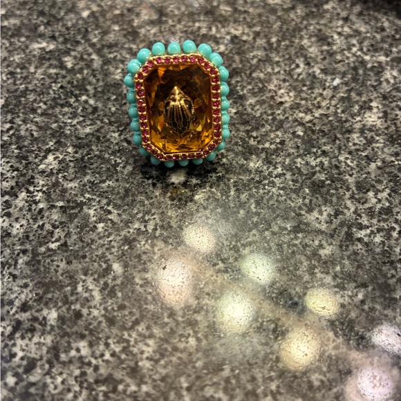 Kurt Geiger Gold and Turquoise Ring, size 6-6.5. - Picture 4 of 11